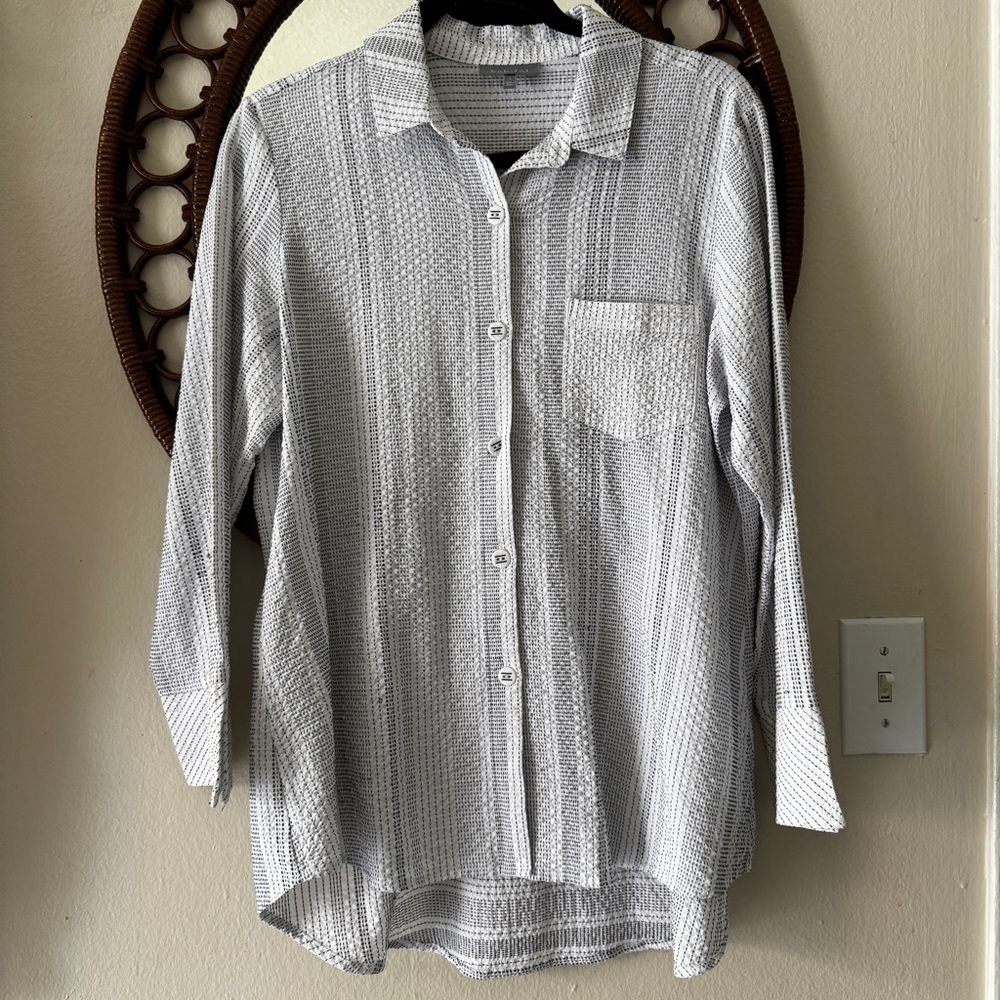 Habitat clothes to live in size small button down shirt white black spots